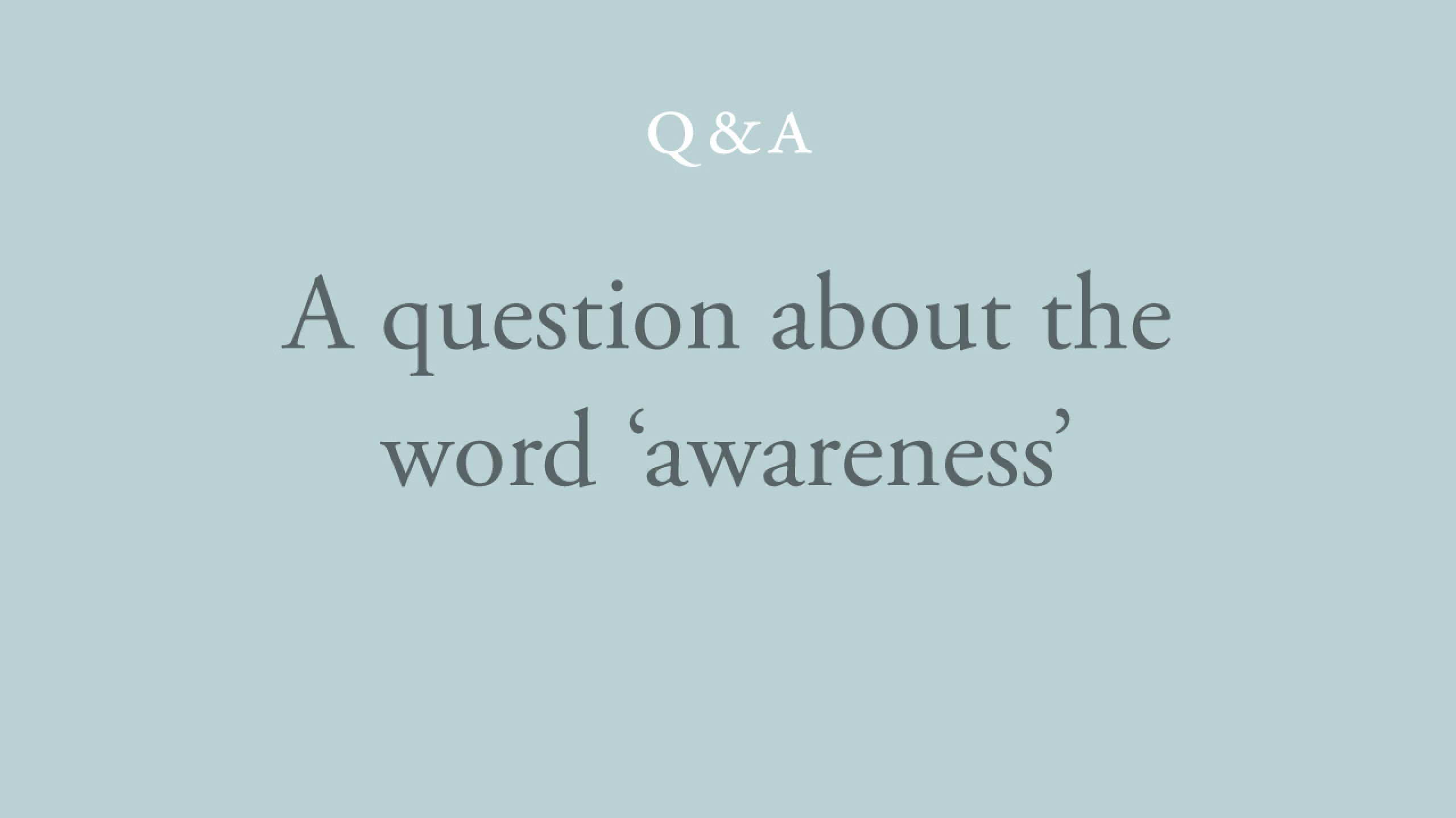How is the word 'awareness' used in your work? 