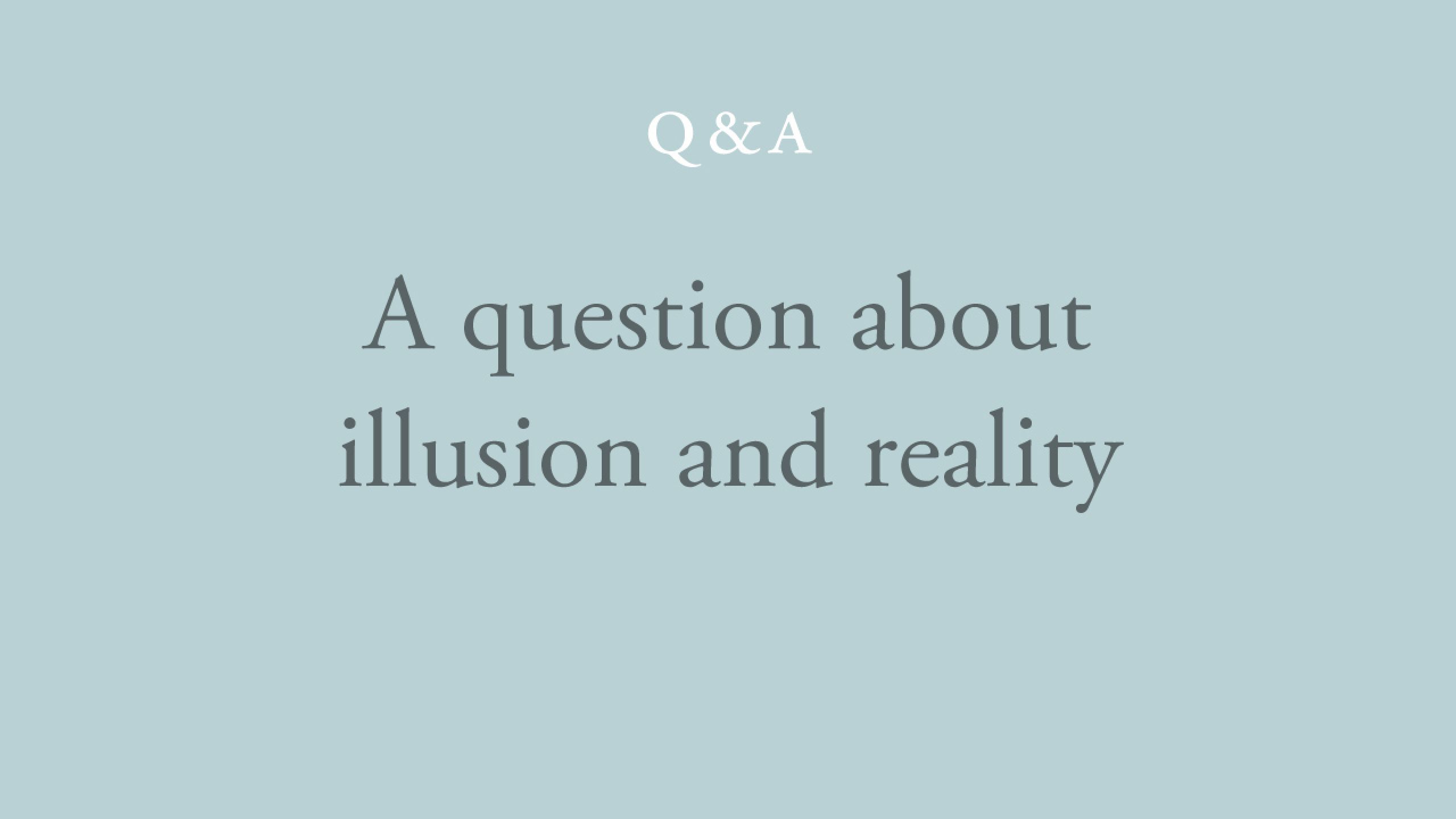 Is the world an illusion or does it have a reality? 