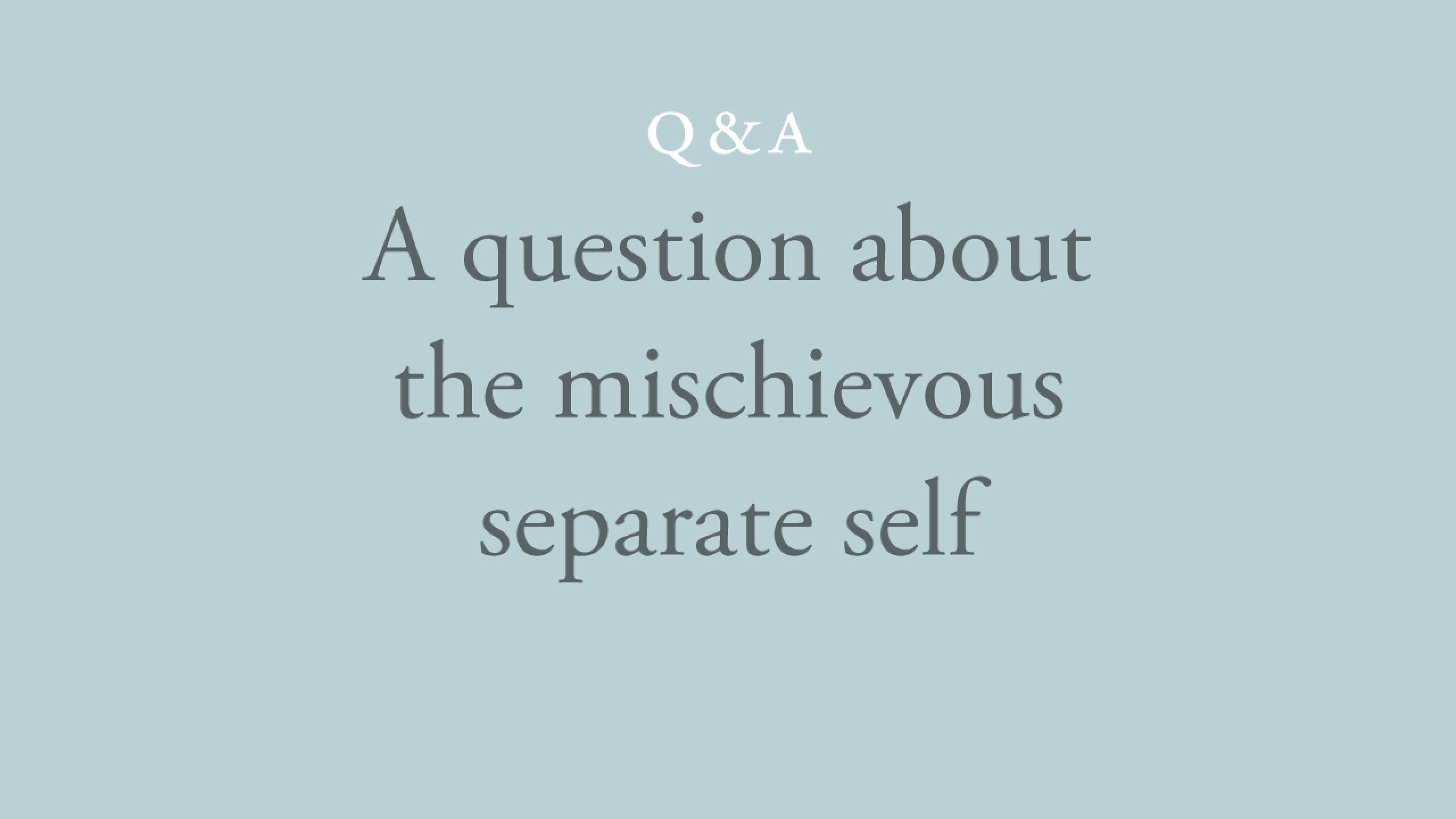 How to let go of the mischievous separate self? 