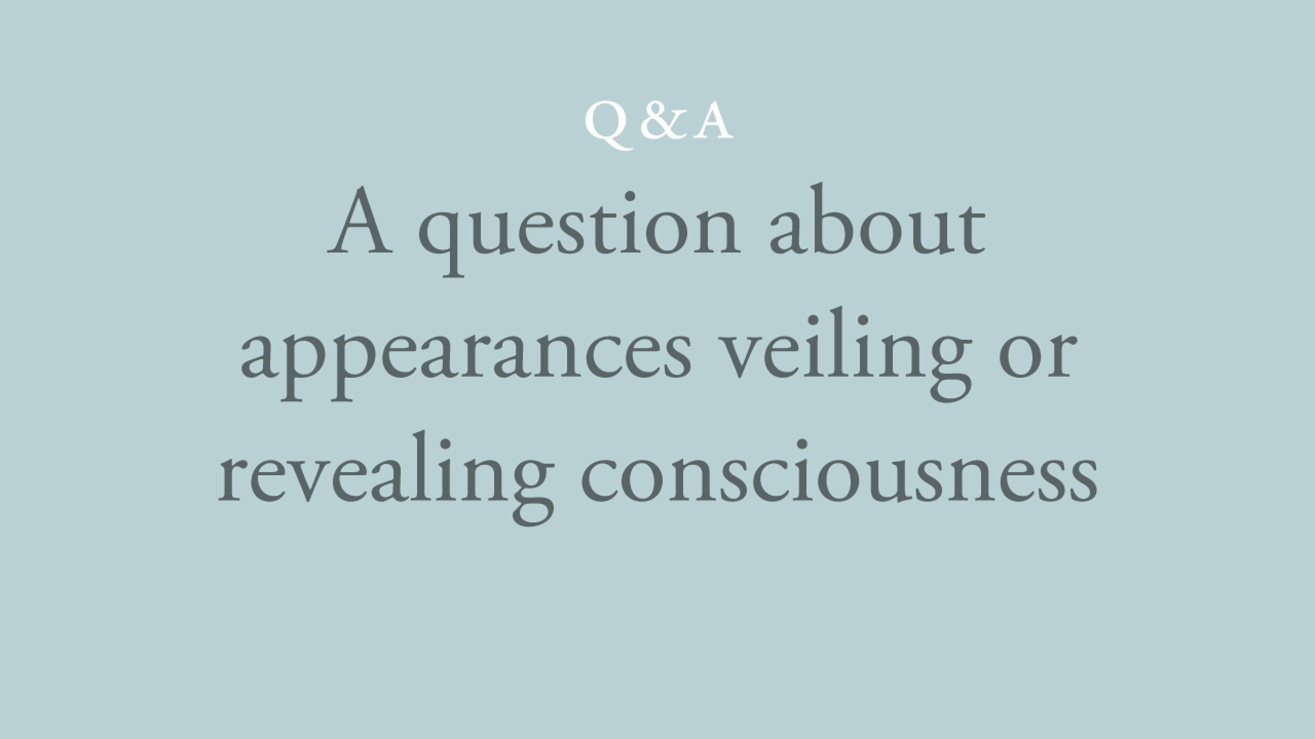 Do appearances veil or reveal consciousness?
